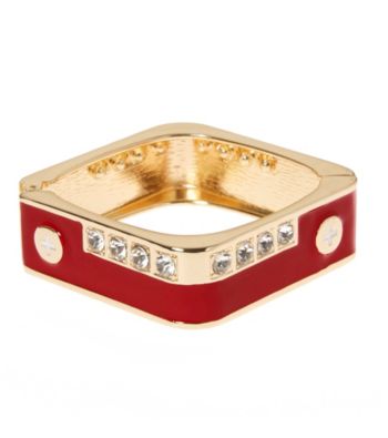 L&J Accessories Red with Crystal Square Enamel Bangle