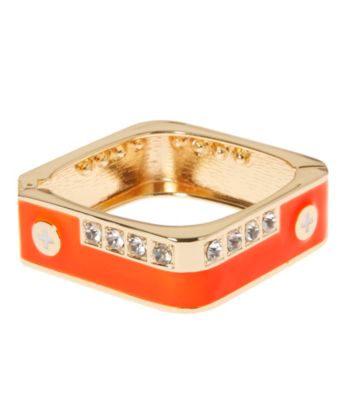 L&J Accessories Orange with Crystal Square Enamel Bangle