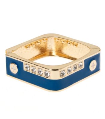 L&J Accessories Blue with Crystal Square Enamel Bangle