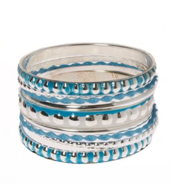 L&J Accessories Multi Row Blue and Silvertne Bangles