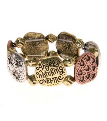 L&J Accessories Tri Tone Inspirational Angel Stretch Bracelets