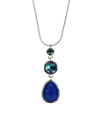 Nine West® Blue and Green Faceted Stone Pendant Necklace