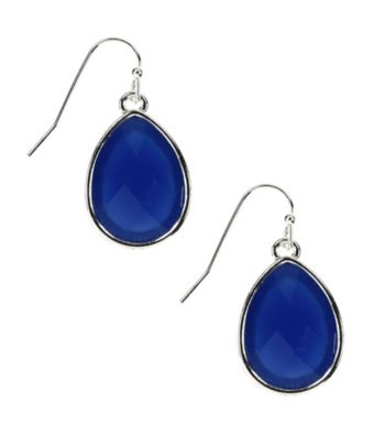 Nine West® Blue Opaque Faceted Stone Teardrop Pierced Earrings
