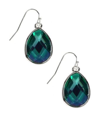 Nine West® Teal Blue Opaque Faceted Stone Teardrop Pierced Earrings