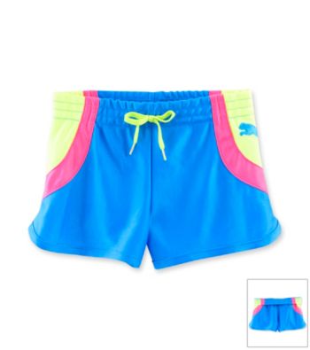 PUMA® Girls' 2T-6X Blue/Pink/Yellow Colorblock Dazzle Shorts