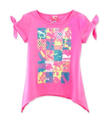 PUMA® Girls' 2T-6X Pink Peek-A-Boo Sleeve Dazzle Tee