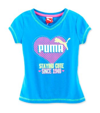 PUMA® Girls' 2T-6X Ocean Blue Staying Cute Screen Tee