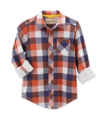 Ruff Hewn Boys' 2T-7 Orange Jewel Long Sleeve Plaid Shirt