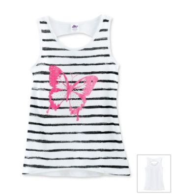 Miss Attitude Girls' 7-16 Butterfly Hi-Low Graphic Tank