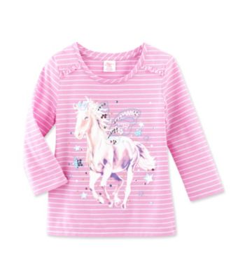 Little Miss Attitude Girls' 4-6X Ole Orchid Horse Ruffle Sleeve Graphic Tee