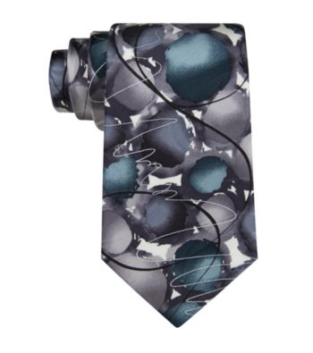 J. Garcia Men's Gray Courtyard Performance Silk Tie