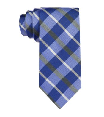 Calvin Klein Men's Cobalt 'Carousel' Plaid Silk Tie