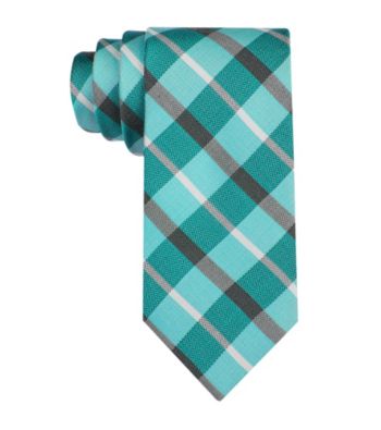 Calvin Klein Men's Aqua 'Carousel' Plaid Silk Tie