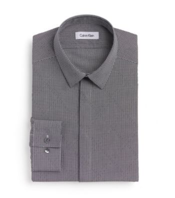 Calvin Klein Men's Black Steel Long Sleeve Slim Fit Dress Shirt