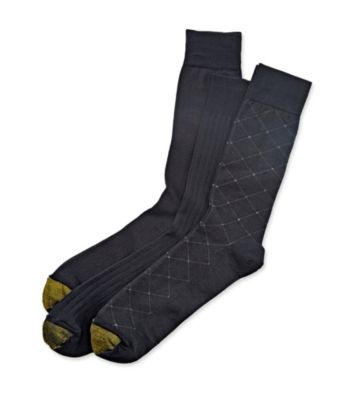 GOLD TOE® Men's Navy Extended Size Fashion 3-Pack Crew Dress Socks