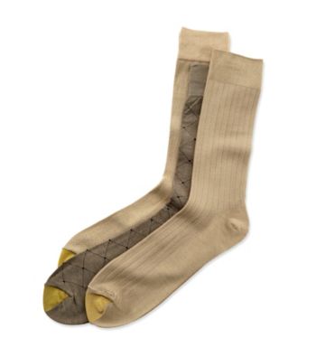 GOLD TOE® Men's Khaki Extended Size Fashion 3-Pack Crew Dress Socks