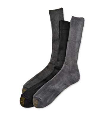 GOLD TOE® Men's Grey Heather/Charcoal/Black Extended Size Fluffies 3-Pack Crew Casual Socks