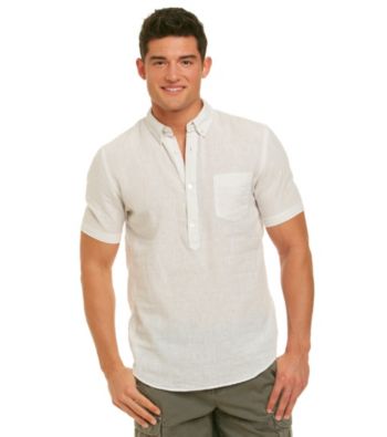 DKNY JEANS® Men's White Short Sleeve Popover Woven