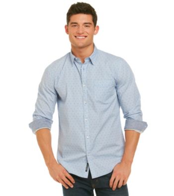 DKNY JEANS® Men's Blue Long Sleeve 1-Pocket Star Print Woven