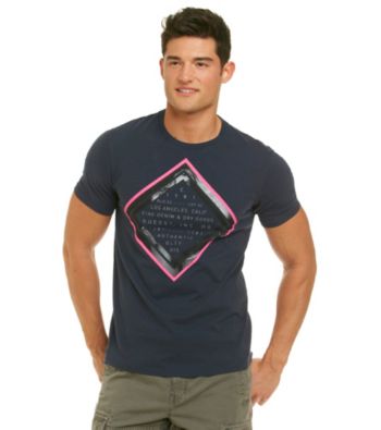 Guess Men's Hawaiian Blue Short Sleeve Crewneck 