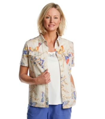 Alfred Dunner® Point Collar Button Front Butterfly 
