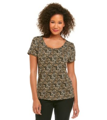 Notations® Scoopneck Geometric Print Tee