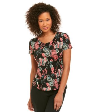 Notations® Scoopneck Floral Print Tee