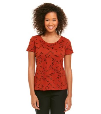 Notations® Scoopneck Leaf Print Tee