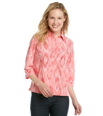 Studio Works® Petites' Button Down Ikat Print Shirt
