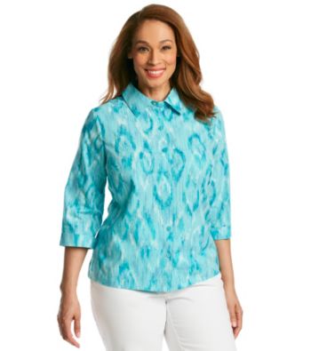 Studio Works® Plus Size Button Front Ikat Print Shirt