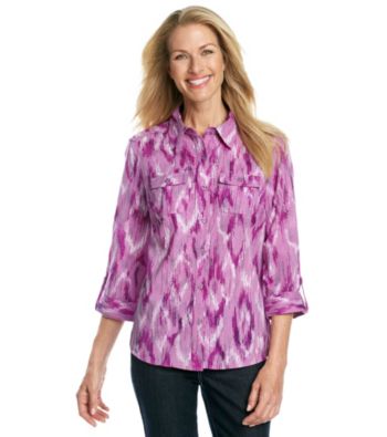 Studio Works® Button Front Two Pocket Ikat Print Shirt