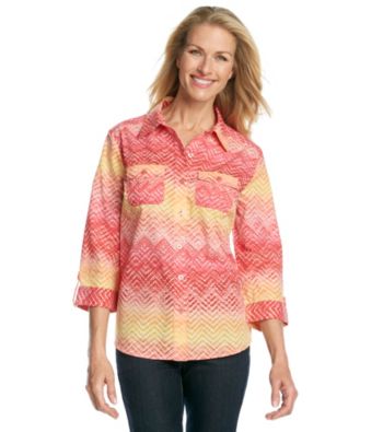 Studio Works® Button Down Two Pocket Zig-Zag Print Shirt