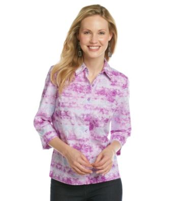 Studio Works® Petites' Button Down Paisley Tie-Dye Print Shirt