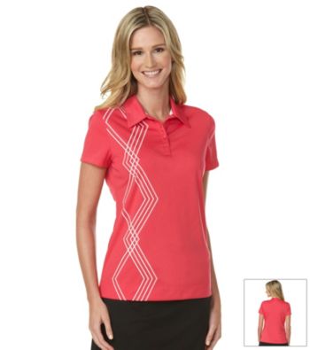 PGA Tour® Collared Henley Asymmetrical Argyle Print Polo Shirt