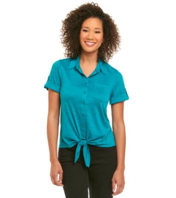 AGB® Button Down Tie Front Shirt