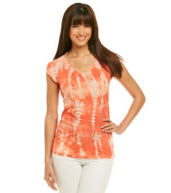 Calvin Klein Jeans V-Neck Burnout Tie-Dye Print Tee