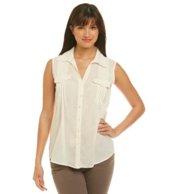 Nine West Vintage America Collection® Button Down Pintuck Tie-Front Shirt