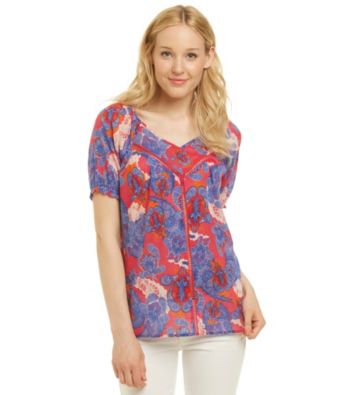 Nine West Vintage America Collection® Keaton V-Neck Paisley Peasant Top