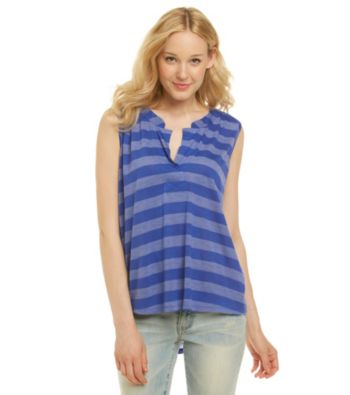 Nine West Vintage America Collection® Splitneck Hi-Low Hem Striped Tank