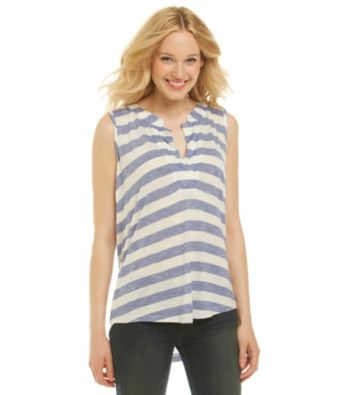 Nine West Vintage America Collection® Splitneck Hi-Low Hem Striped Tank