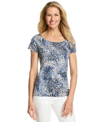 Rafaella® Marylin With Button Detail Animal Print Top