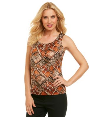 Anne Klein® Abstract Print Pleated Blouse