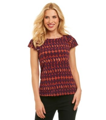 Anne Klein® Tribal Print Flutter Top