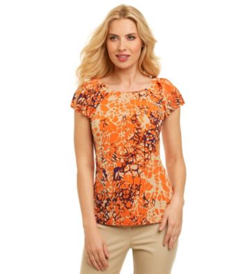 Anne Klein® Abstract Print Flutter Top