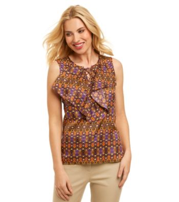 Anne Klein® Paisley Print Ruffled Blouse