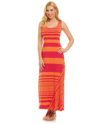 Calvin Klein Bias Striped Hem Maxi Dress