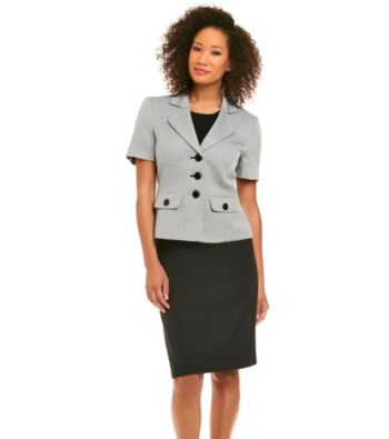 Le Suit® Tweed Jacket With Solid Skirt