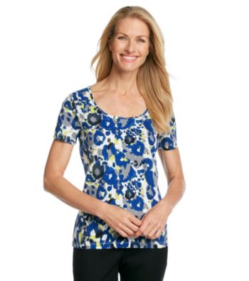 Laura Ashley® Petites' Studded Animal Print Tee
