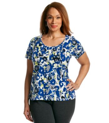Laura Ashley® Plus Size Studded Animal Print Tee