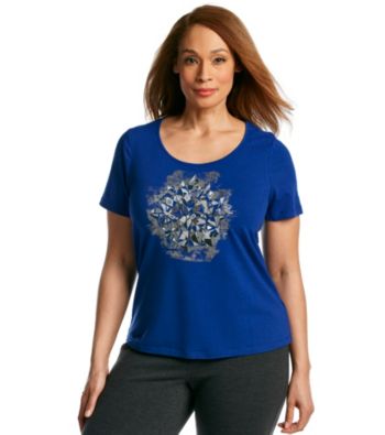 Laura Ashley® Plus Size Embellished Fragment Print Tee